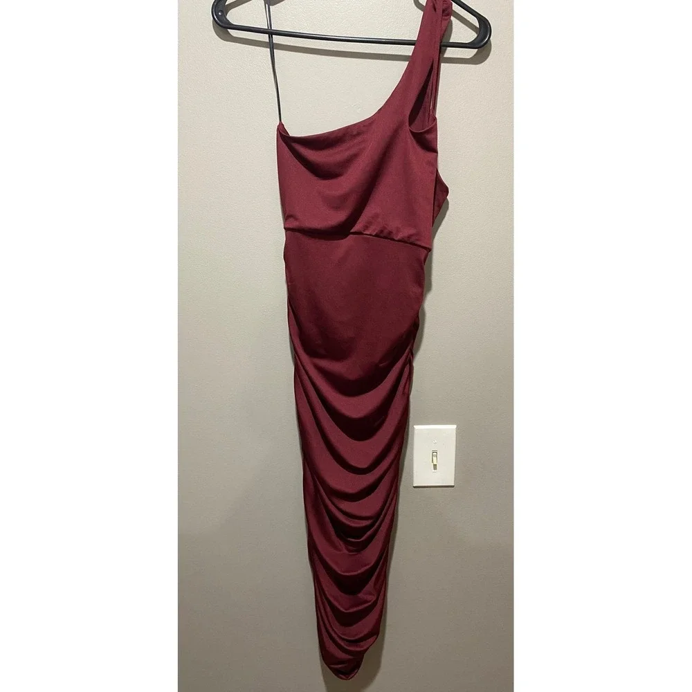 THE FASHION POET Cutout Midi Bodycon Dress, Wine, Large‎
